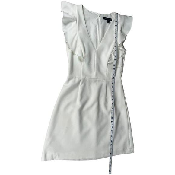 French Connection Summer White Whisper Ruffle V-Neck Mini Dress Size 2 Sleeveles - Picture 9 of 14
